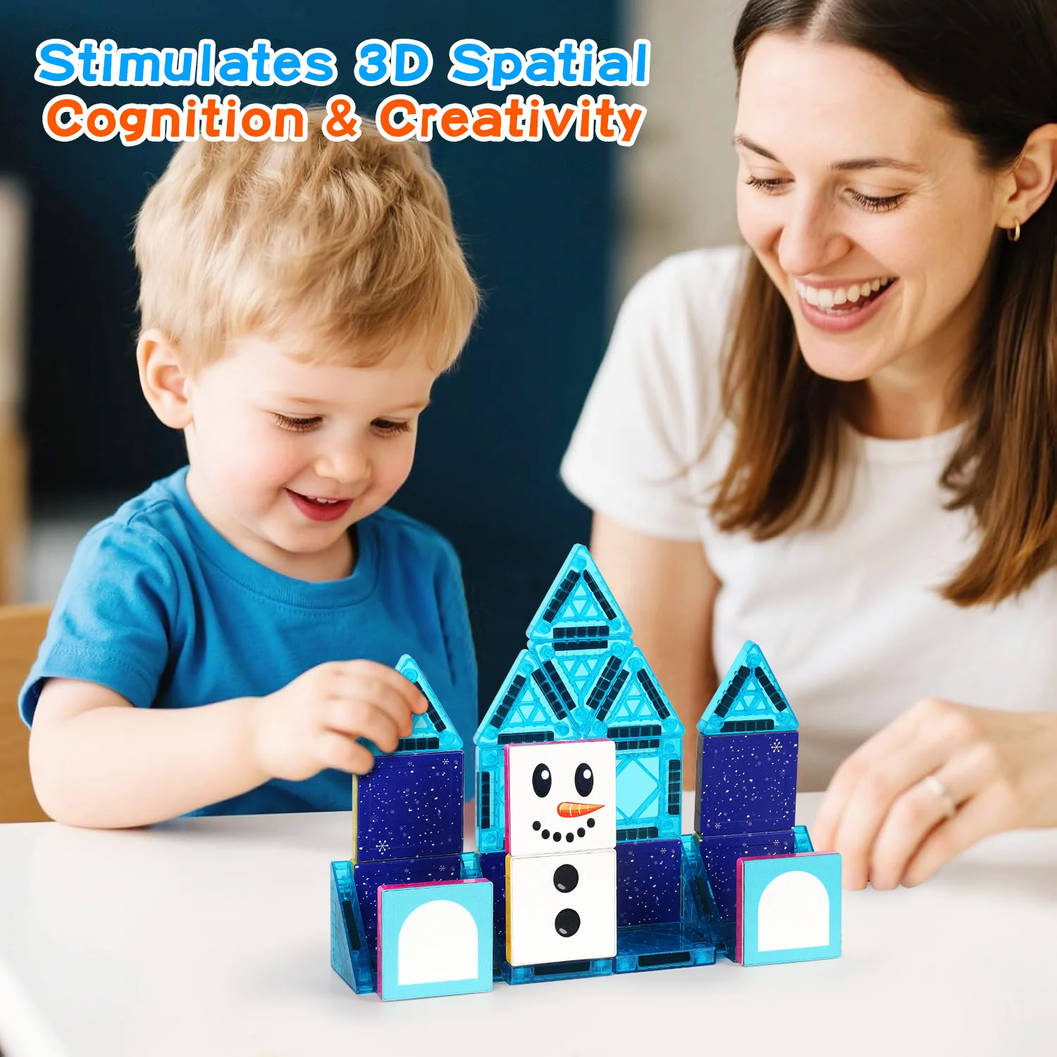 Mini blocos de construção magnéticos brinquedo telhas magnéticas para aprender no inverno estilo boneco de neve - presente de Natal e Ano Novo