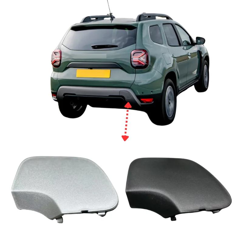 لـ Renault Dacia Duster 2018-2023 غطاء خطاف سحب المصد الخلفي، فضي رمادي أو أسود، عالي الجودة، بديل مباشر، بلاستيك متين، متوافق مع OEM 511651340R 511652463R