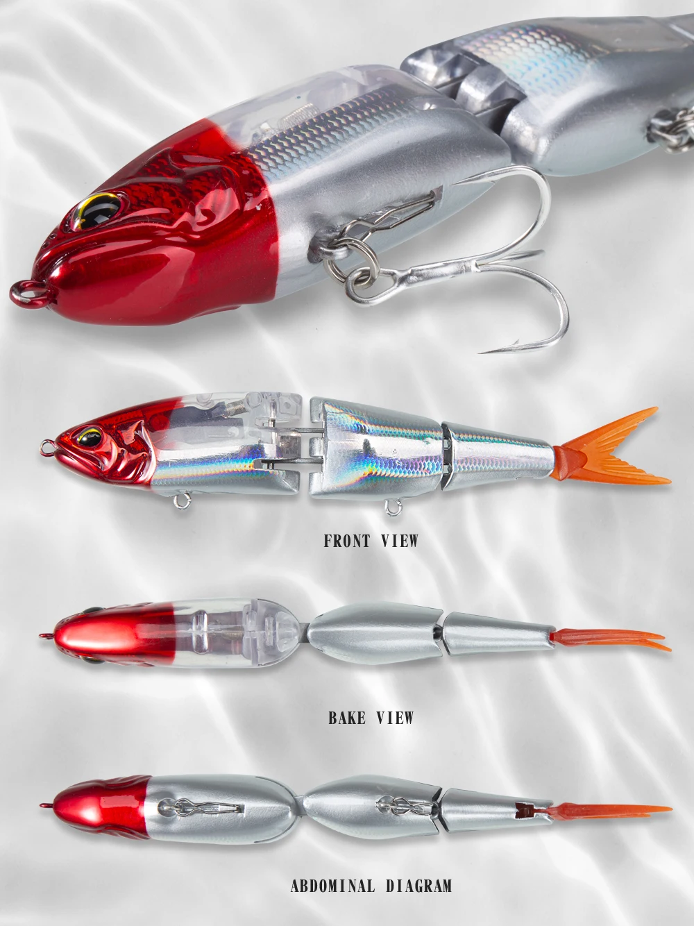 Hunthouse 3-teiliger Swimbait Armajoi Pencil Minnow Angelköder, flacher Flash, schwimmend, 140 mm, 22/25 g, Hartköder, Oberflächenköder – Detail 8