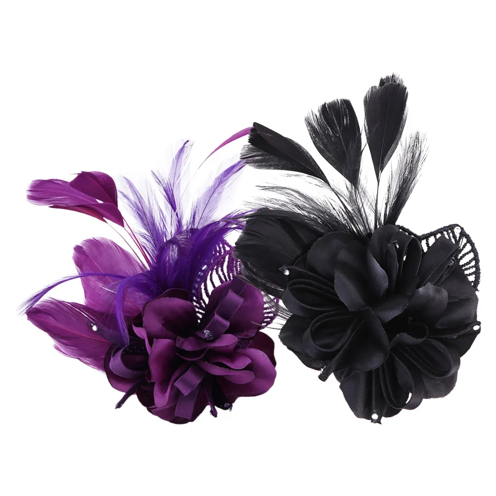 

2 Pcs Fabric Flower Corsage Brooch for Clothes Women Elegant Lapel Bulk Artificial Flowers Dress Hair Accessories