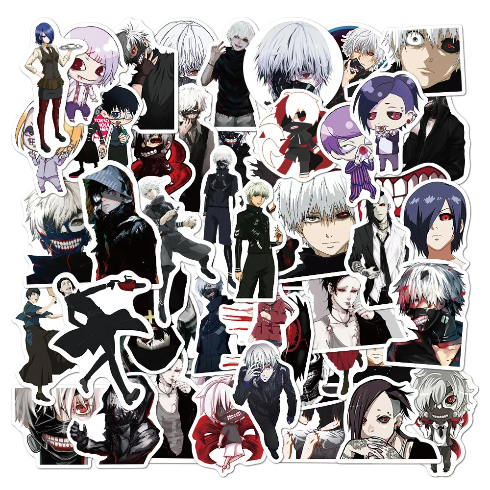 Pegatinas impermeables de grafiti Tokyo Ghoul, 50 piezas, para ordenador portátil, monopatín, equipaje, calcomanías de dibujos animados geniales