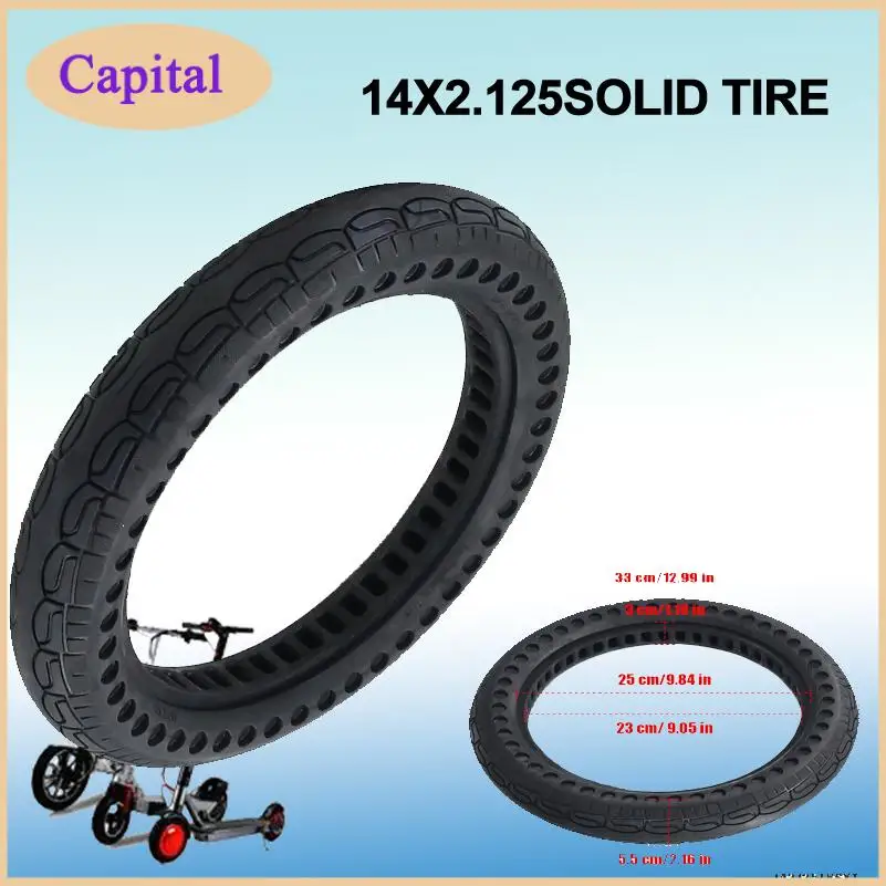 

14X2.125 solid tire 14 inch electric bicycle explosion-proof tire non-inflatable double honeycomb solid tire Scooter