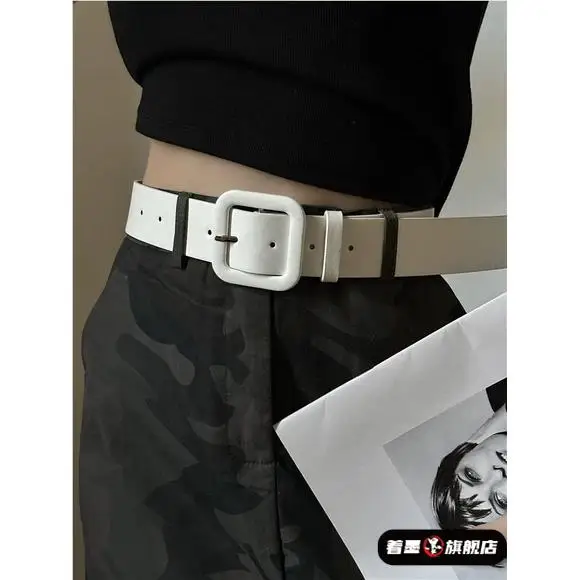 Fashionable Wide Belt Dress Women's Style Decorative Simple White Korean Version New Model Belt Z PU Material Alloy Buckle