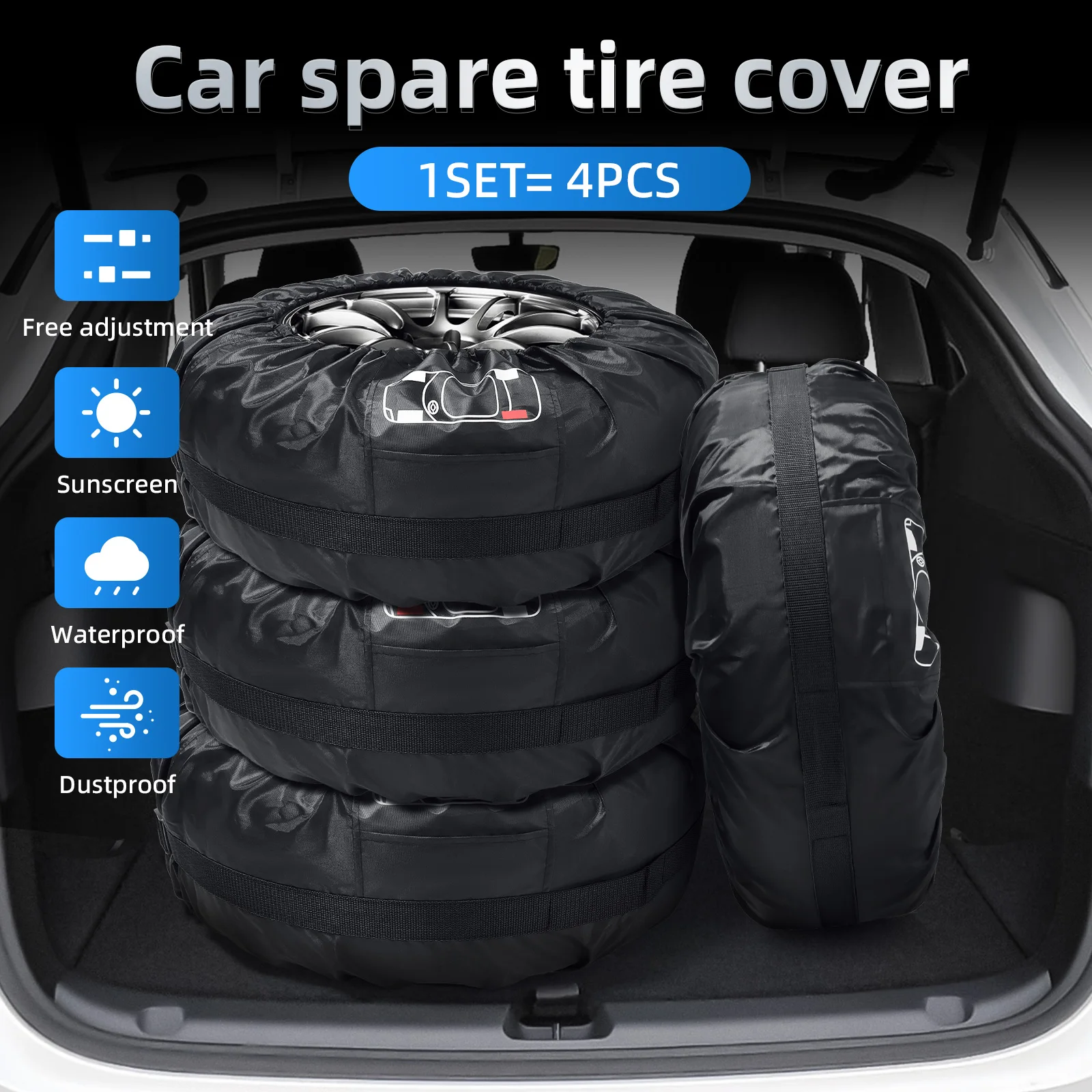 4 Pc 13-16 Inch Car Spare Tire Cover Case Dust-proof Protector Vehicle Wheel Protector Automobile Tyre Accessories