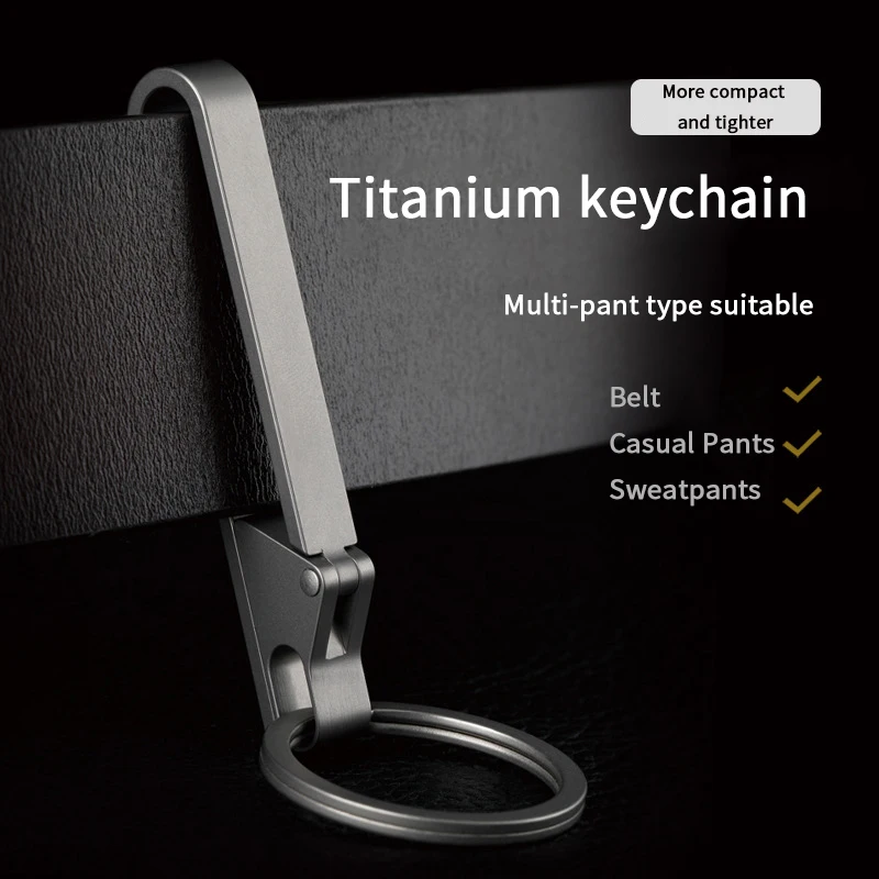 Keychain Pocket Clip Titanium Key Holder with Detachable Keyring for Men and Women Outdoor Portable Tool