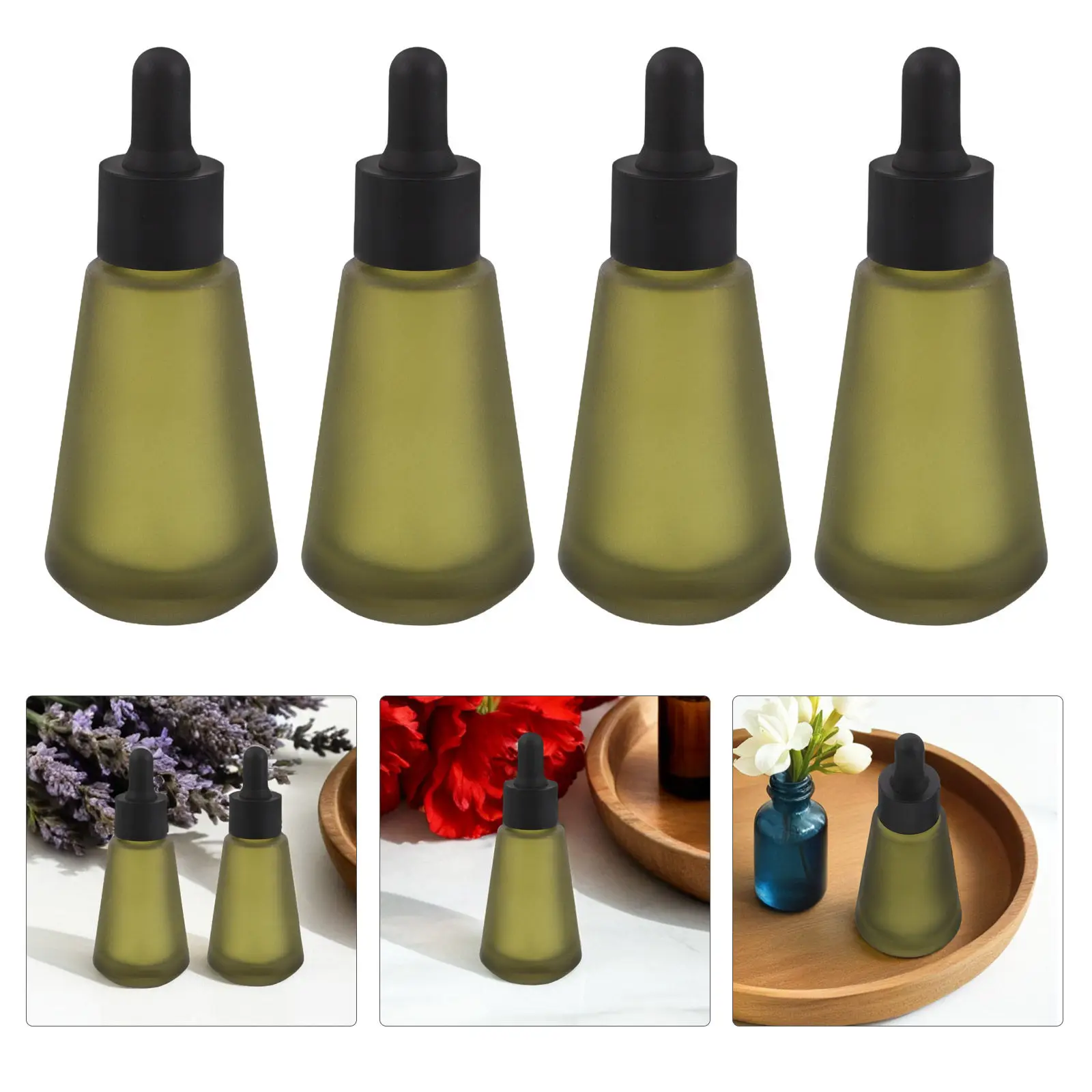 8pcs-30ml-conical-green-glass-dropper-bottles-precision-leakproof-refillable-essential-oil-perfume-sample-storage-aromatherapy