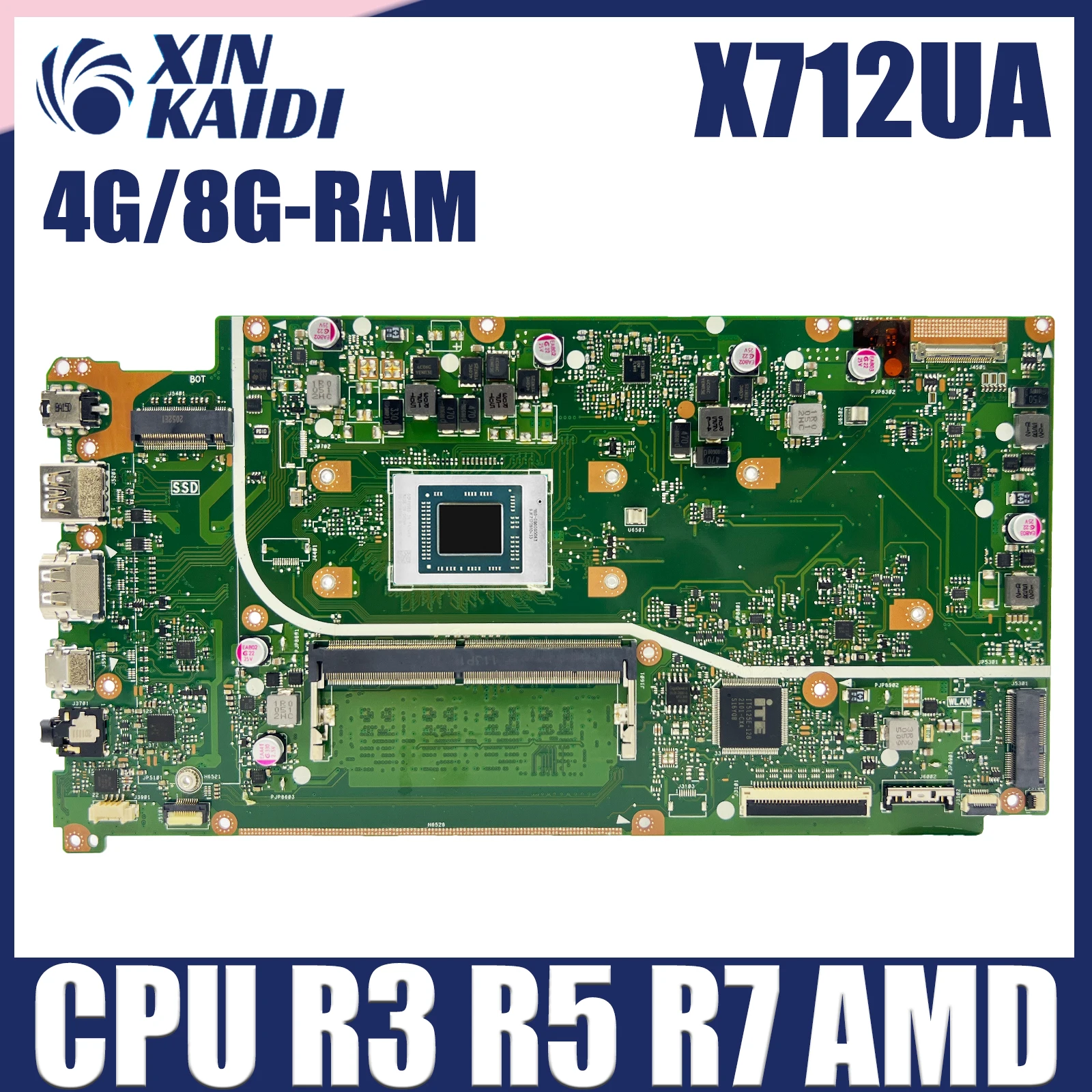 

Системная плата X712U для ноутбука X712UA M712UA D712UA, процессор R3 R5 R7 4G/8G-RAM 100%, тест ОК