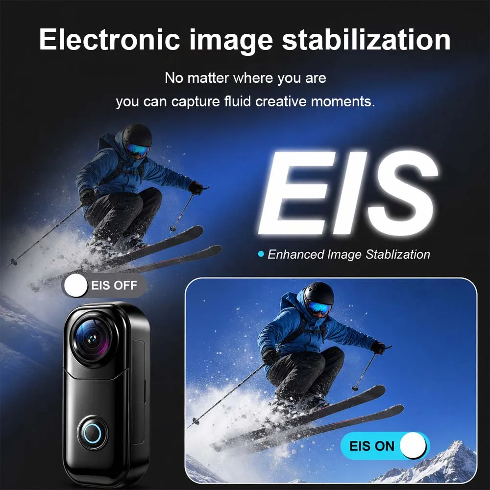 Ultraleichte 4K Daumen-Actionkamera, Daumengroße Tragbare Kamera mit WLAN, IP65 Wasserdicht & SD-Karten-Speicher