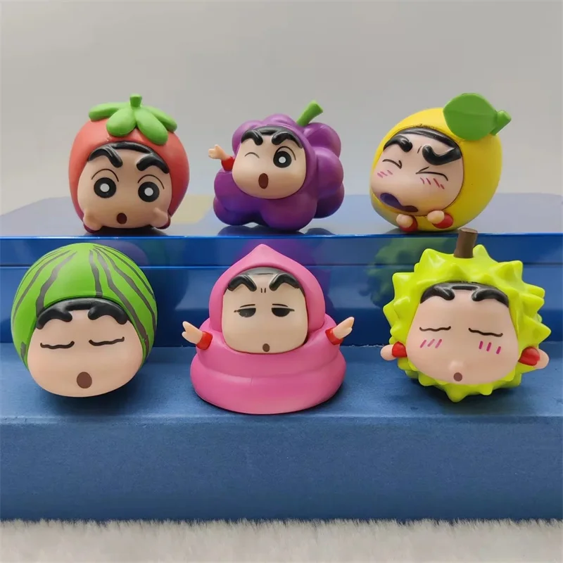 Anime Crayon Shin-chan Cos Fruit Q Version Shinnosuke Nohara Action Figures Model Pvc Kawaii Cartoon Ornaments Gifts Kit Toy