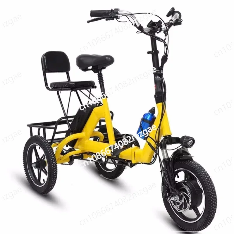 

Mini Adult Electric Tricycle Foldable 2 People 48v Family Electric Bicycle Fatbike With Passenger Seat For Elderly With Basket