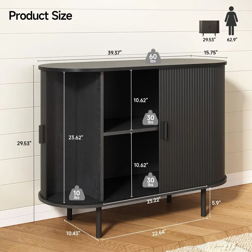 

Sideboard Buffet Cabinet with Storage, 40 Storage Cabinet with Sliding Door amp Adjustable Shelf, Modern Accent Coffee Bar Cons