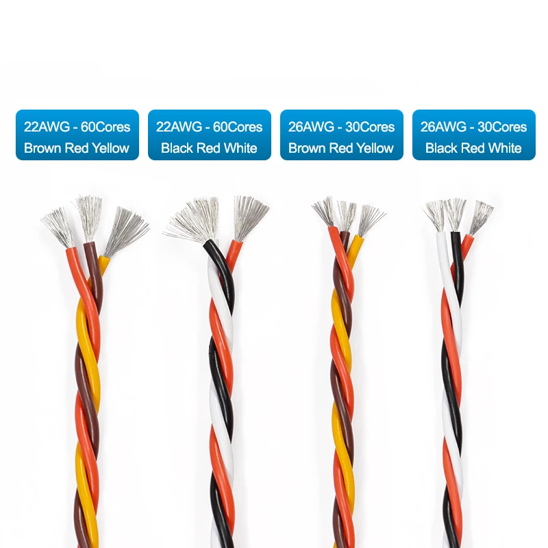 3 Ways Twist Servo Extension Cable 26AWG 30Cores 22AWG 60Cores JR Futaba Twisted Wire RC Airplane Model Accessories