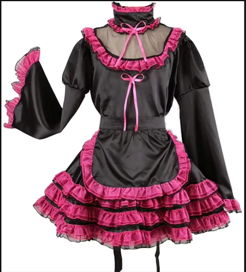 

Lockable New Hot Selling Lady Black Long Sleeved Horn Wide Sleeved Maid French Uniform Party Dress Custom