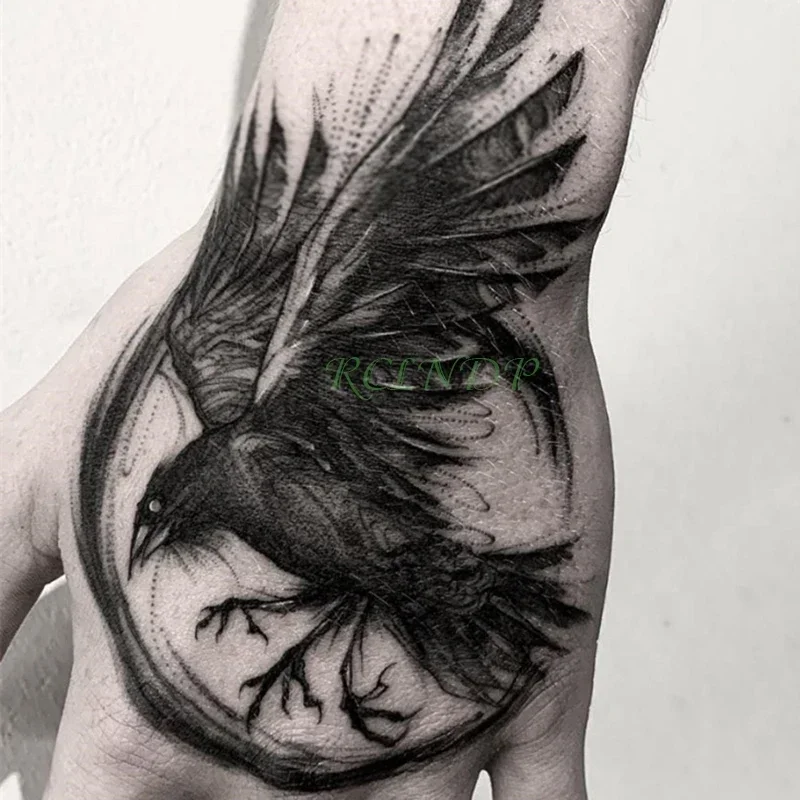 Waterproof Temporary Tattoo Sticker eagle Crow Gothic eye Fake Tatto Flash Tatoo Hand back Arm  art Tattoos for boy Women Men