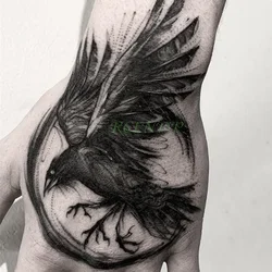 Pegatina de tatuaje temporal a prueba de agua, tatuajes artísticos de águila, Cuervo, ojo gótico, tatuaje falso, Flash, mano, espalda, brazo, niño, mujer, hombre