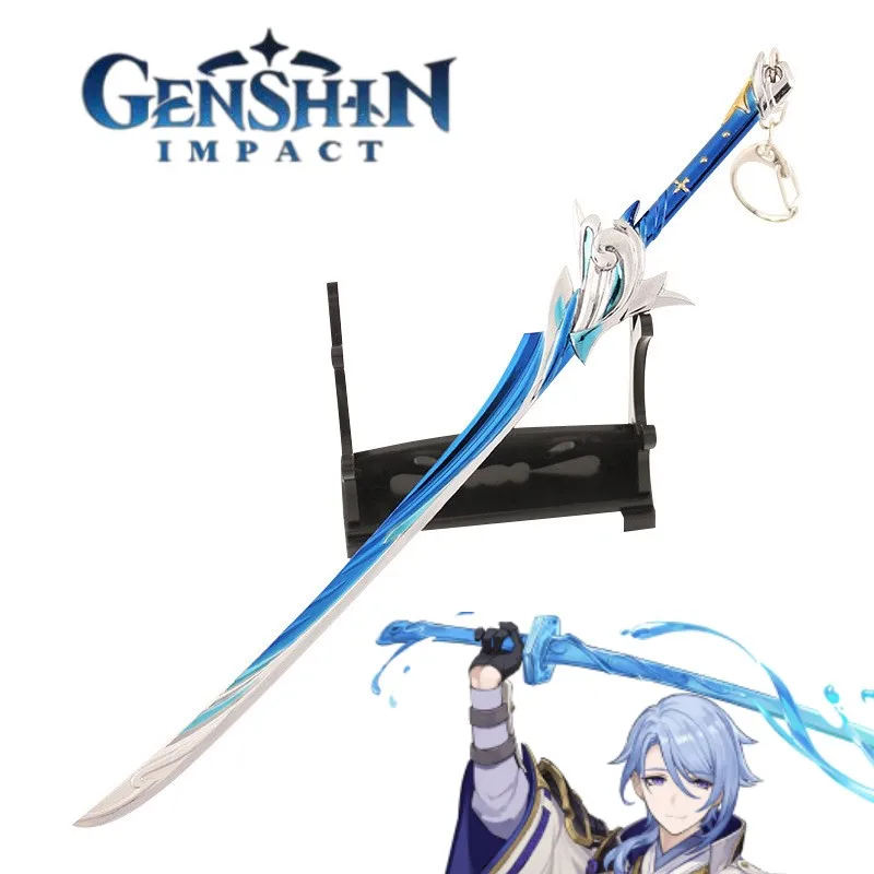 Genshin Impact Weapon 22cm Haran Geppaku Futsu Game Peripheral Model Keychain Kamisato Ayato Replica Swords Knife Katana Kid Toy