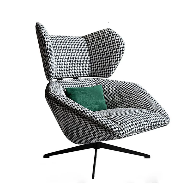 Nordic single sofa chair light luxury leisure American tiger chair modern simple rotating thousand bird grid recliner