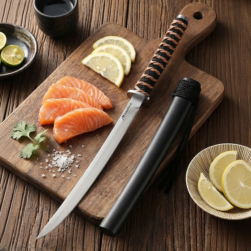 Sashimi knife - A professional bone-cutting knife made of Japanese steel, used in the kitchen for sushi, raw fish, fruits, etc.