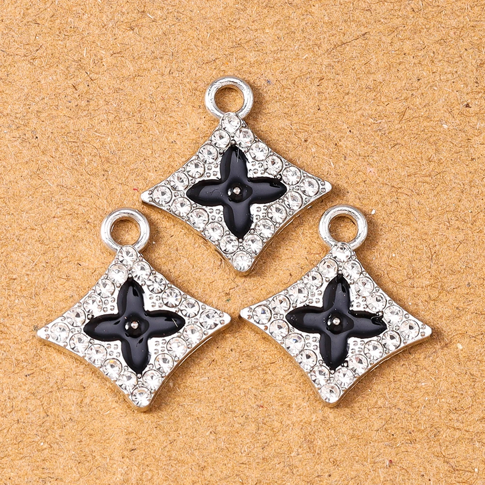 10 Stück 18x19mm Emaille Blatt Charms Strass Anhänger für Schmuckherstellung Ohrringe Halskette DIY Armband Zubehör Zubehör – Detail 3