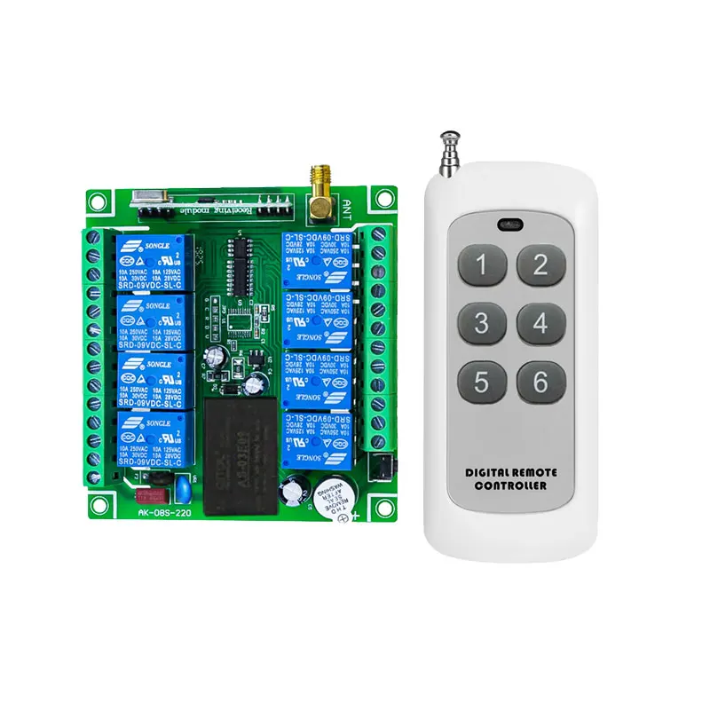 

AC85V-220V 8 433MHz Receiver Crane Universal Access Door Learning Code RF Wireless Remote Control Switches