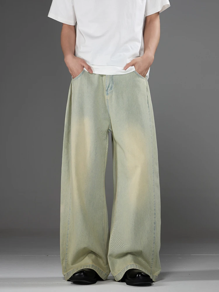 

Men's Fashion Vintage Baggy Jeans Straight Casual Wash Personalized Korean Trousers Streetwear Male Brand Denim Pants