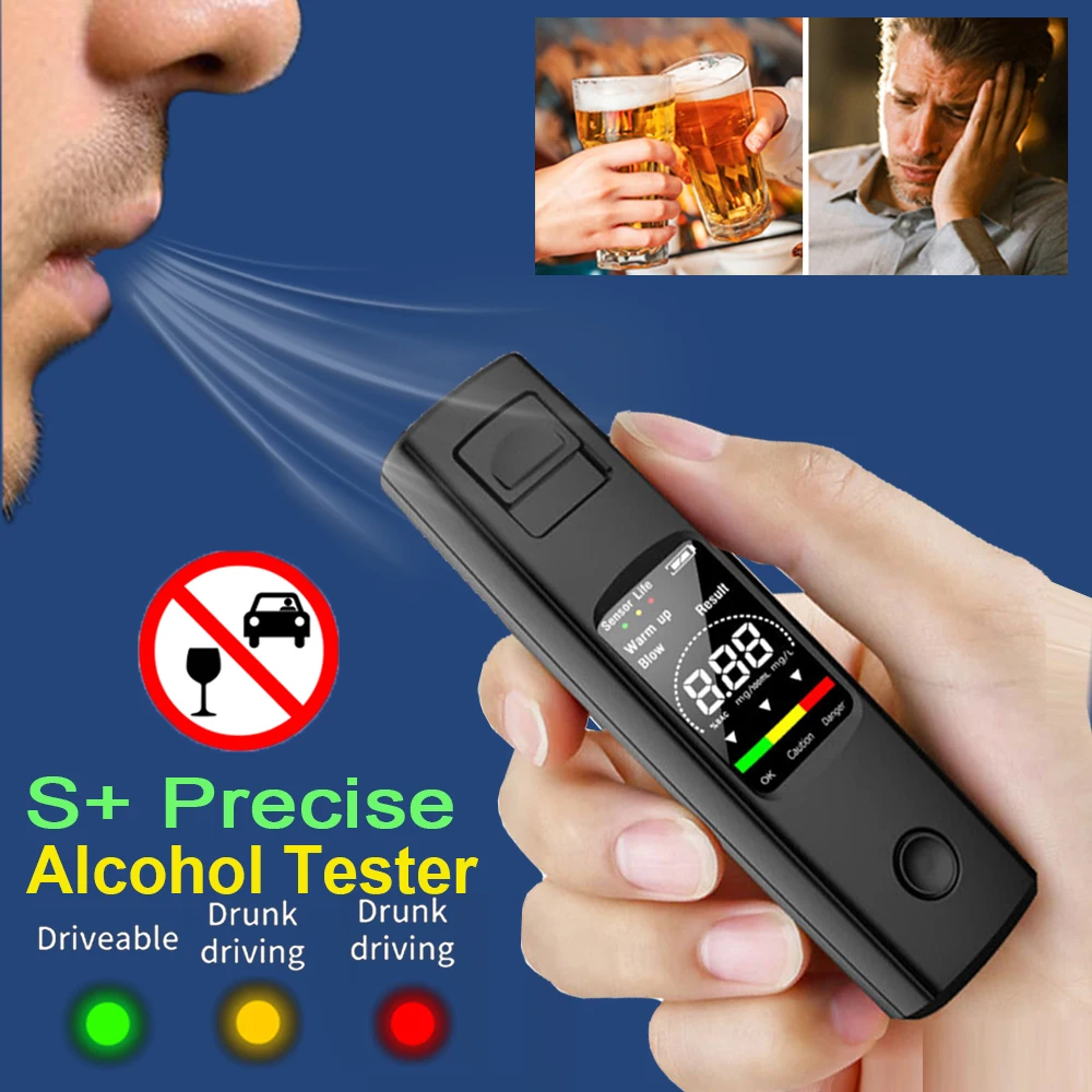 LCD Digital Display Breath Alcohol Tester Non-Contact Alcohol Meter Accuracy Breathalyzer Diagnostic Tool Type C Charging