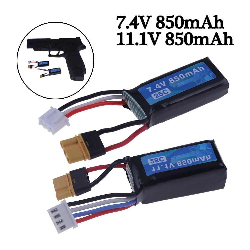 2S 7.4V / 3S 11.1V 850mAh 25C Lithium Battery For UDL P320 M17 Simulation Model Pistol Toys Gun Accessories