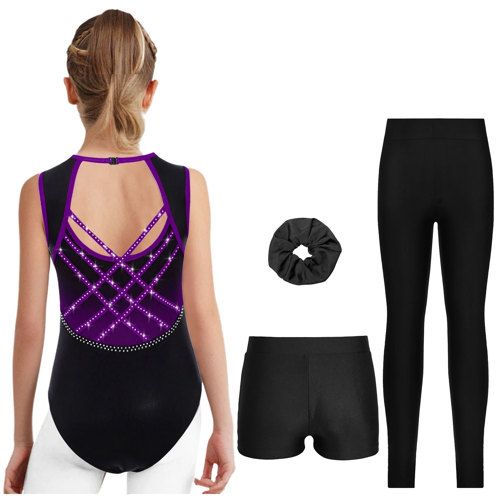 مجموعات الباليه الجمباز الرياضية التزلج على الجليد الرقص الزي للأطفال الفتيات أكمام الراين يوتار السراويل طماق دعوى