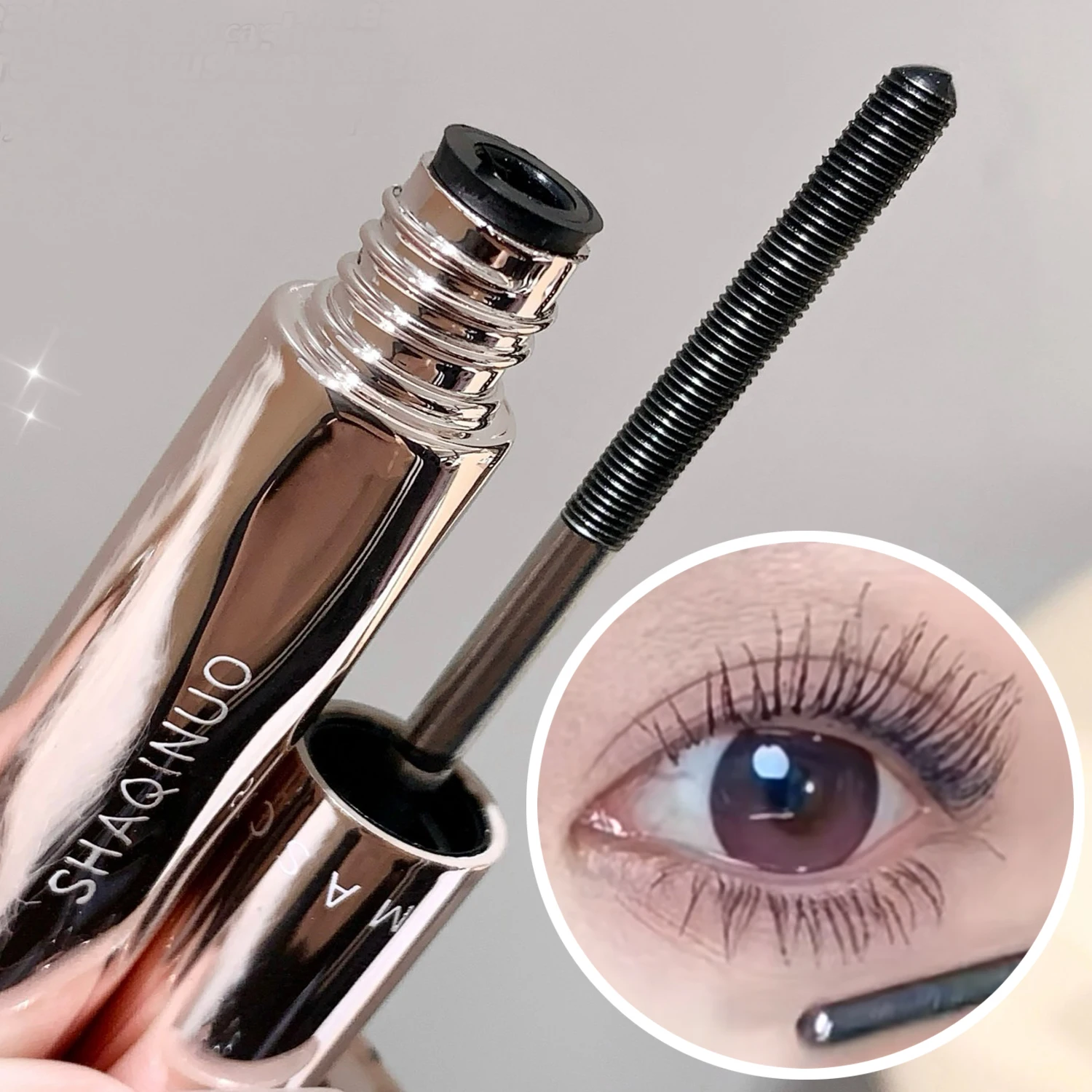 Lasting Curling Metal Iron Mascara Waterproof Non-smudging Volumizing Silk Fiber Mascara Quick Drying Eyelash Extensions Mascara