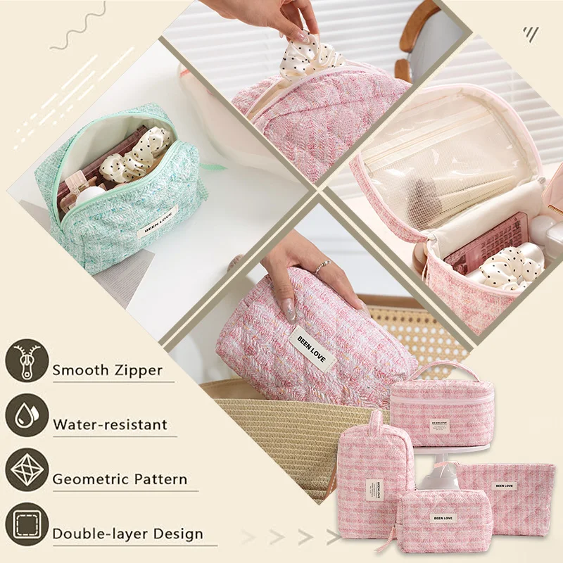 Cosmetische Tas Vintage Bloem Vrouwen Cosmetische Tas Draagbare Rits Make-up Reisorganisator Vrouwelijke Handtas Toilettas Quilttas