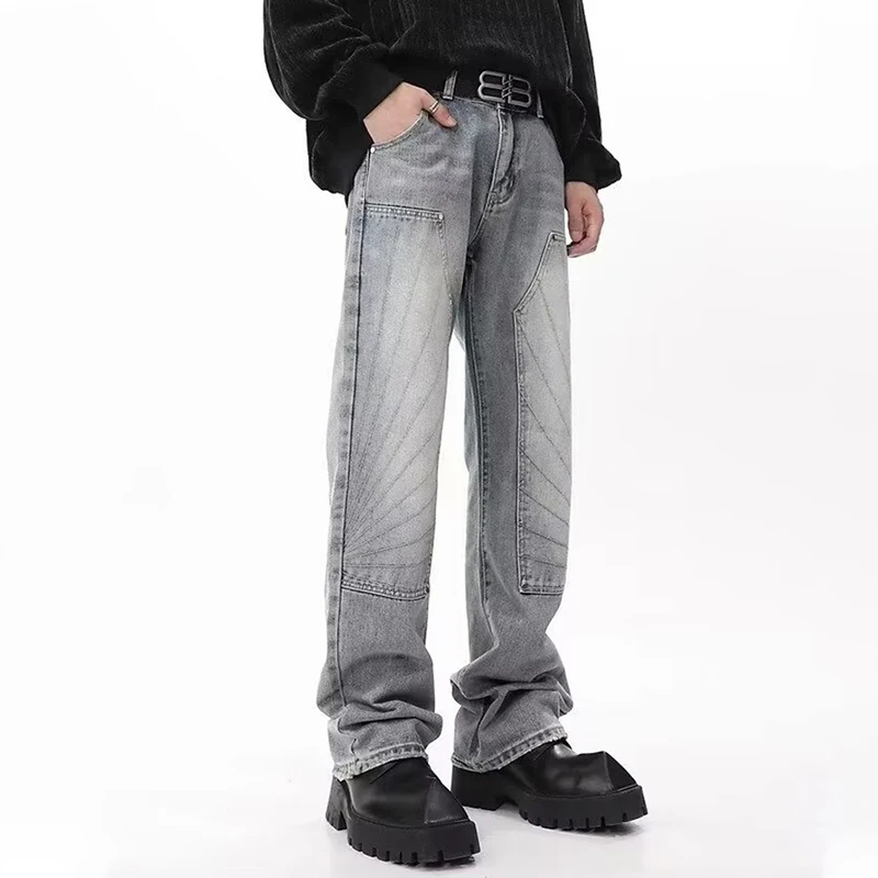 Y2K Vintage Baggy Cargo Jeans For Men High Street Distressed Denim Pantalones Hombre Harajuku Aesthetic Casual Straight-leg Jean