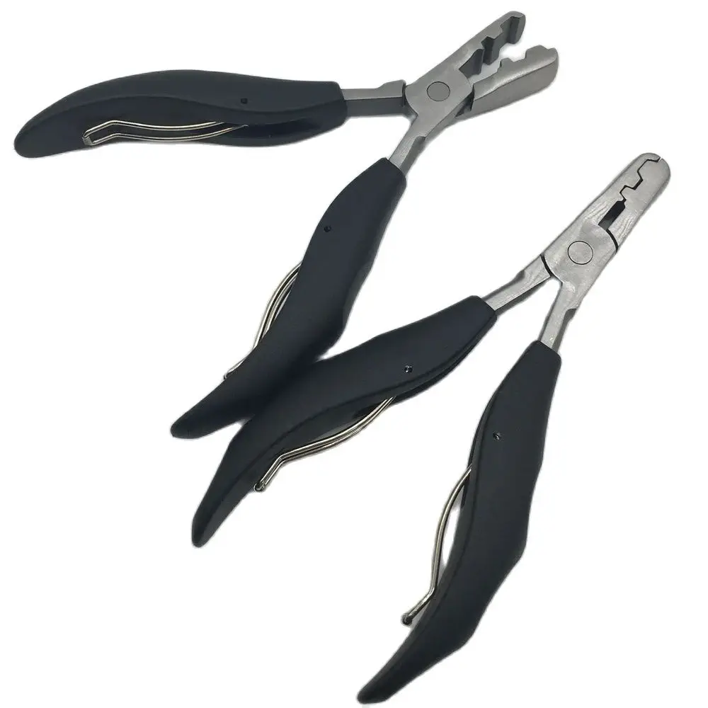 

5.7” hair plier Black handle 3mm and 5mm grooves Flat type hair extension pliers hair clamp for making Hair Extension hair tools