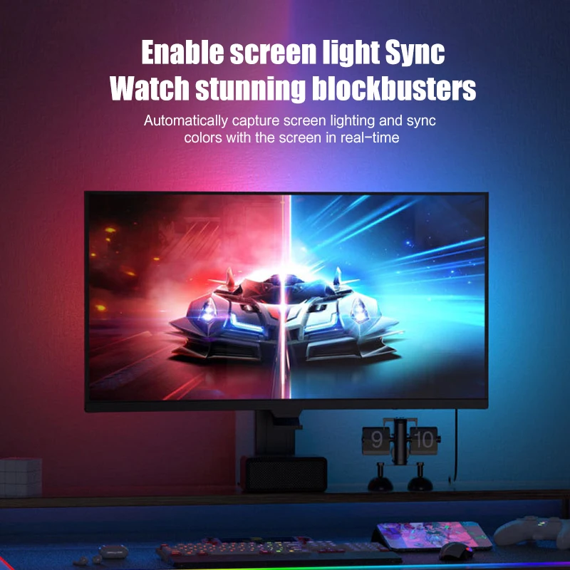 PC SYNC Backlight E-Sport Atmosphere Lights, Display Background Light Belt, Comes With Software Control for 24-42inch Screen