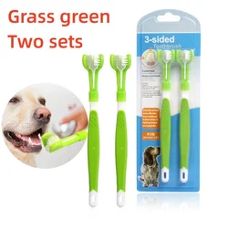 Pet Toothbrush Kit Dental Care Three Heads Dog Toothbrush Finger Toothbrush Teeth Care Dog Cat Cleaning Mouth Dog Toothbrush Kit