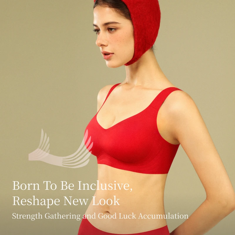 SUJIIN-sujetadores rojos inalámbricos para mujer, sujetador Sexy de realce sin costuras, Bralette fino y suave cómodo para mujer