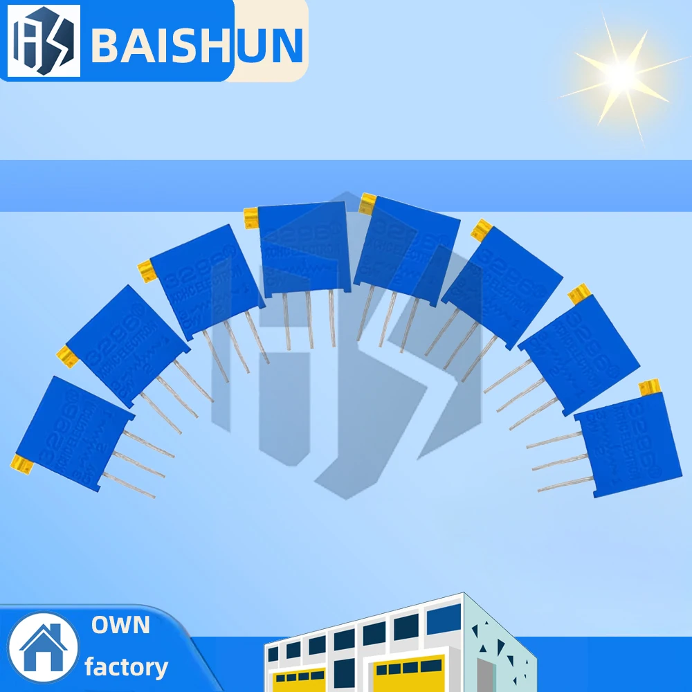 10PCS 3296 Trimpot Assortment: 3296X Trimmer Potentiometers – 50Ω, 100Ω, 1KΩ to 100KΩ, 1MΩ Resistance Values