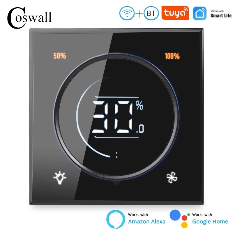 Imagem -02 - Interruptor de Luz Inteligente Zigbee com Botão Controlador de Ventilador Wifi Painel de Vidro Wi-fi 300w Max. ac 110240v Lcd Digital para Lâmpada de Ventilador de Teto