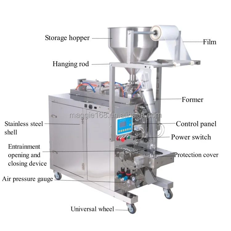 Máquina de embalagem de molho de pimenta 200 ML Máquina de embalagem de molho de pasta líquida