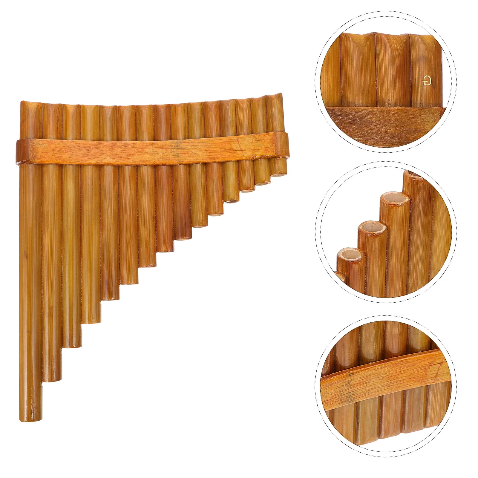 

1 Set 15-Pan Bamboo Pan Flute Wood Scale Smooth Safe Beginner Friendly Educational Musical Instrument For Portable
