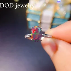 DOD Fine Jewelry Natural Oval Black Faceted Diamond Ring Trendy Design Lovely Female Jewelry 6x8mm