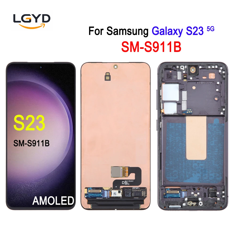 S911B EU Version AMOLED Screen For Samsung Galaxy S23 5G, SM-S911B Phone Display Touch Screen Repair Replacement Spare Part