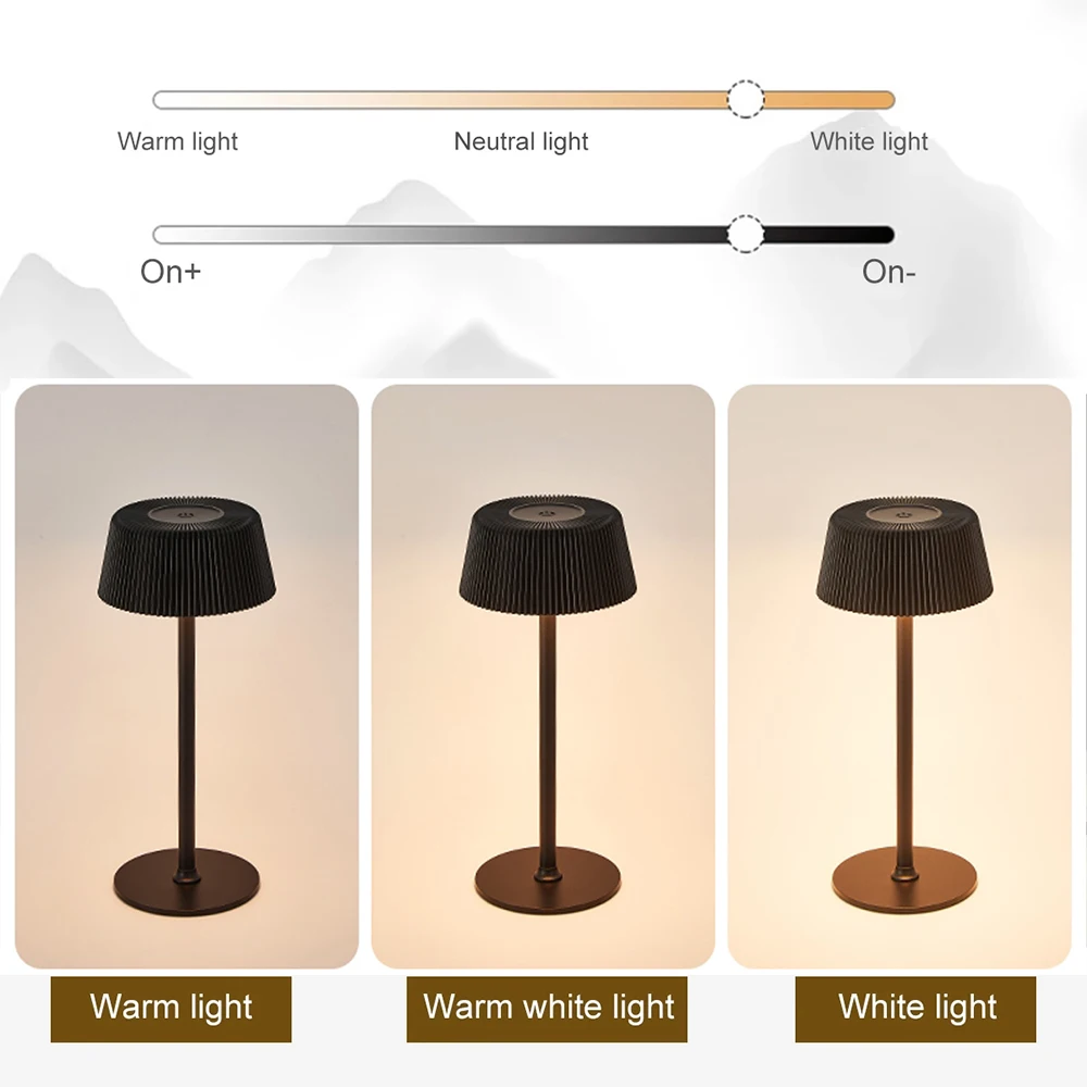 LED Wireless Bottle Table Lamp Touch Control of 3 Colors Rechargeable Reading Lamp for Restaurant Hotel Bar Bedroom Decor Light