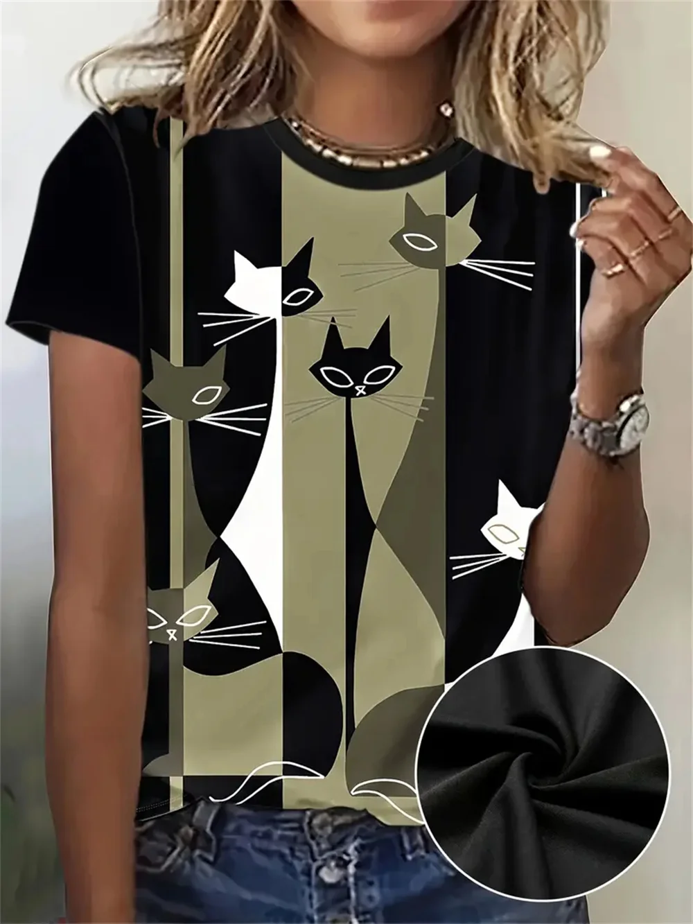 

2025 Women's T-Shirt Cute Animal Cat Cartoon Funny Summer Animal 3d Print Female Clothes T Shirt For Women Daily Short Sleeve