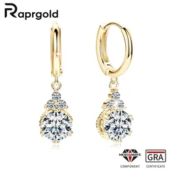 RAPRGOLD Sparkling Moissanite Hoop Earrings for Women S925 Sterling Silver Earring Wedding Engagement Party Fine Jewelry Gifts