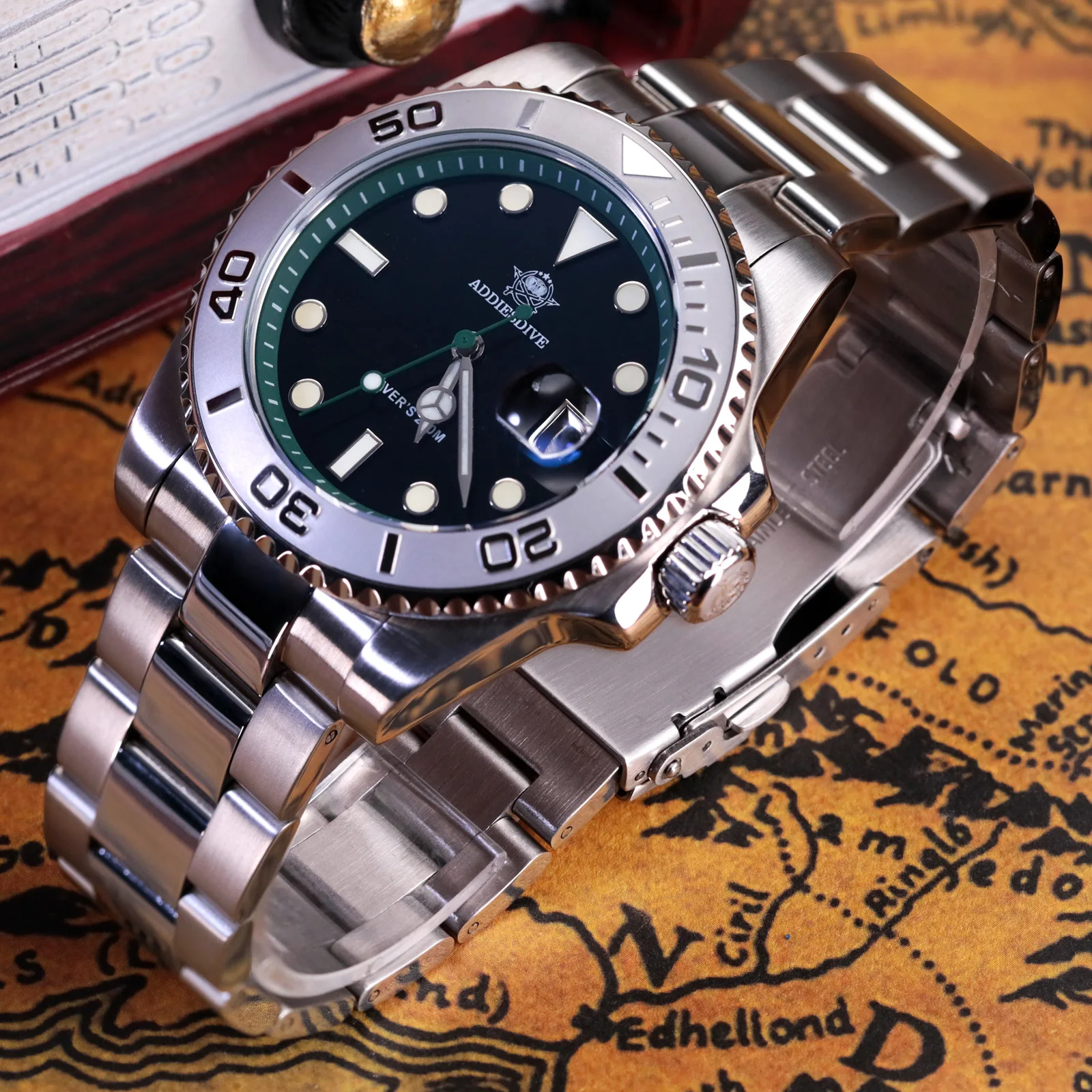 ADDIESDIVE 200m Diver relojes de acero inoxidable para hombres de negocios impermeable luminoso 41mm reloj de cuarzo bisel giratorio reloj deportivo