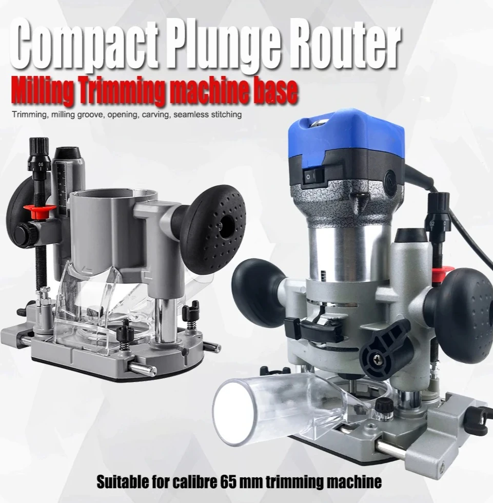 Compact Plunge Router Base for Trimmers, Aluminum Milling Bracket for Precise Grooving, Carving & Edge Trimming Work
