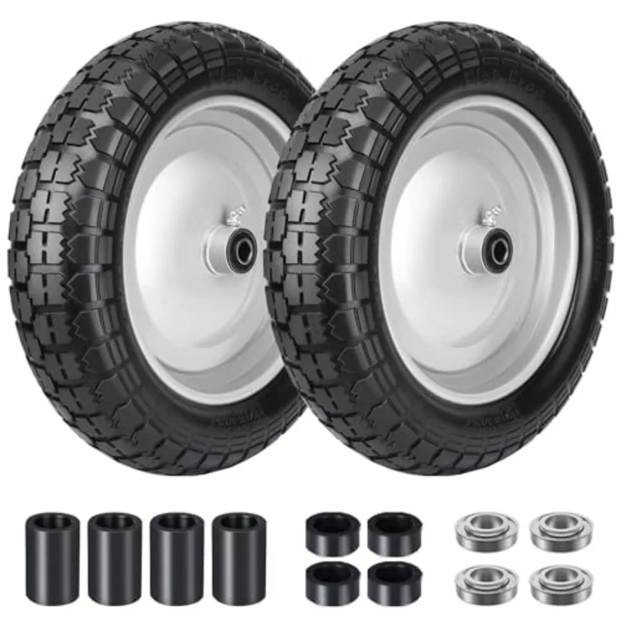 

4.80/4.00-8 Tire 14.5" Wheelbarrow Tire and Wheel 5/8" 3/4" Bearings Solid Replacement Tires 3" -7" Centered Hub Universal Fit