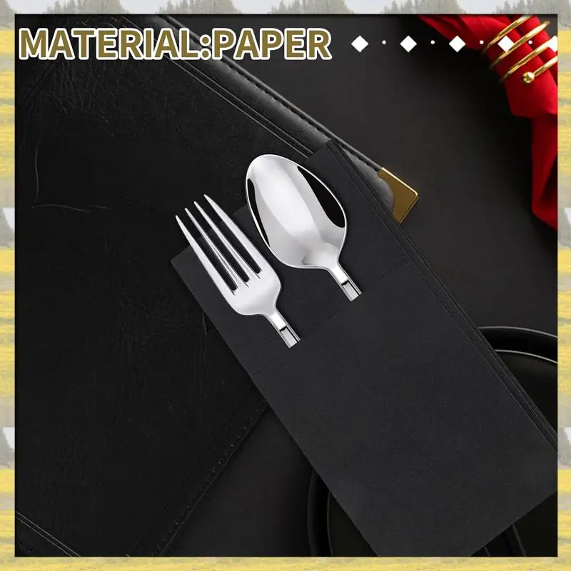 

Hot Sale 50PCS Disposable Dinner Napkins With Built-In Flatware Pocket,Prefolded Cloth Like Paper Napkins For Wedding Party