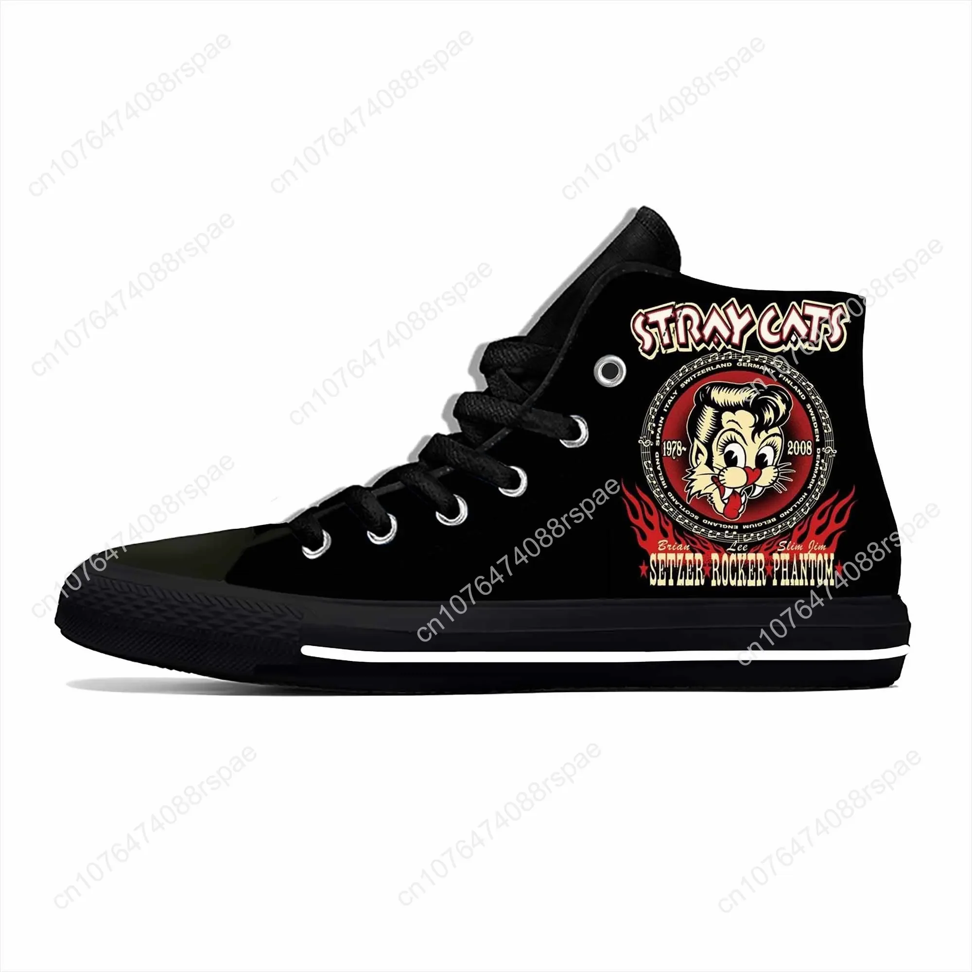 Cat Music Rock Band Singer Fashion Funny Stray Casual Cloth Shoes High Top Lightweight Breathable 3D Print Men Women Sneakers