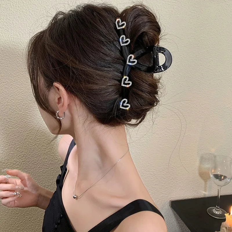 

36Pcs/Lot Black Diamond Love Clip Advanced Sense Large Hairpin Back Head Disc Shark Claw Styling Tools Accessories HA2578